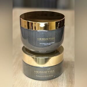 Hermetise Professional Exfoliating Body Scrub and Body Butter set.